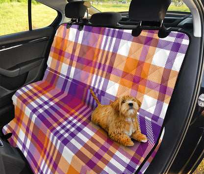 Purple And Orange Madras Plaid Print Pet Car Back Seat Cover