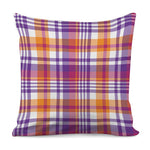 Purple And Orange Madras Plaid Print Pillow Cover
