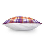Purple And Orange Madras Plaid Print Pillow Cover