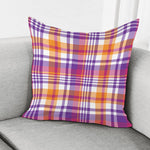 Purple And Orange Madras Plaid Print Pillow Cover