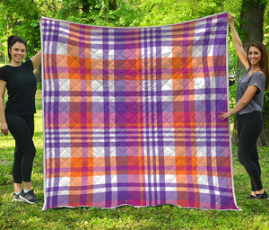 Purple And Orange Madras Plaid Print Quilt