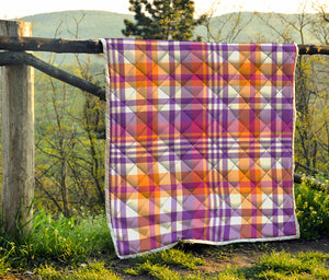 Purple And Orange Madras Plaid Print Quilt