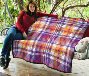 Purple And Orange Madras Plaid Print Quilt