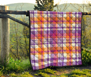 Purple And Orange Madras Plaid Print Quilt