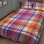 Purple And Orange Madras Plaid Print Quilt Bed Set