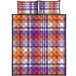 Purple And Orange Madras Plaid Print Quilt Bed Set