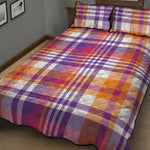 Purple And Orange Madras Plaid Print Quilt Bed Set