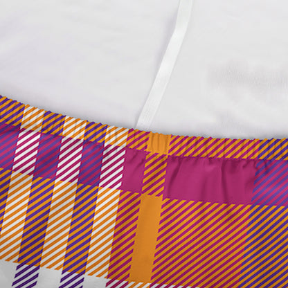 Purple And Orange Madras Plaid Print Sofa Cover