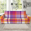 Purple And Orange Madras Plaid Print Sofa Slipcover