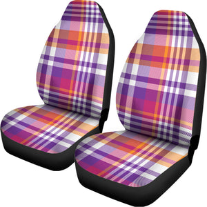 Purple And Orange Madras Plaid Print Universal Fit Car Seat Covers