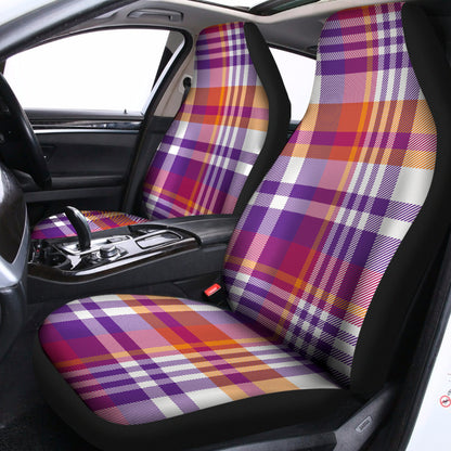 Purple And Orange Madras Plaid Print Universal Fit Car Seat Covers