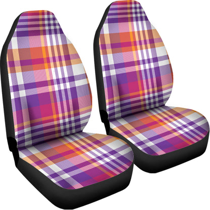 Purple And Orange Madras Plaid Print Universal Fit Car Seat Covers