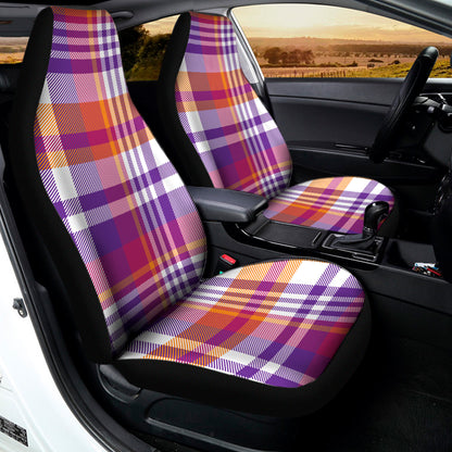 Purple And Orange Madras Plaid Print Universal Fit Car Seat Covers
