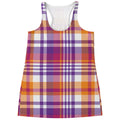 Purple And Orange Madras Plaid Print Women's Racerback Tank Top