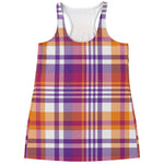 Purple And Orange Madras Plaid Print Women's Racerback Tank Top