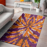 Purple And Orange Spider Tie Dye Print Area Rug