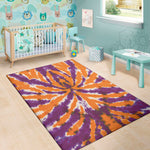 Purple And Orange Spider Tie Dye Print Area Rug