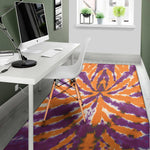 Purple And Orange Spider Tie Dye Print Area Rug