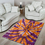 Purple And Orange Spider Tie Dye Print Area Rug