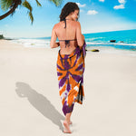 Purple And Orange Spider Tie Dye Print Beach Sarong Wrap