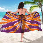 Purple And Orange Spider Tie Dye Print Beach Sarong Wrap
