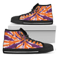 Purple And Orange Spider Tie Dye Print Black High Top Sneakers