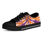 Purple And Orange Spider Tie Dye Print Black Low Top Shoes