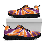 Purple And Orange Spider Tie Dye Print Black Sneakers