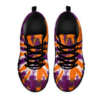 Purple And Orange Spider Tie Dye Print Black Sneakers
