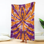Purple And Orange Spider Tie Dye Print Blanket