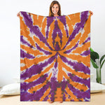 Purple And Orange Spider Tie Dye Print Blanket