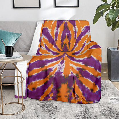 Purple And Orange Spider Tie Dye Print Blanket