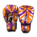 Purple And Orange Spider Tie Dye Print Boxing Gloves