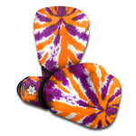 Purple And Orange Spider Tie Dye Print Boxing Gloves