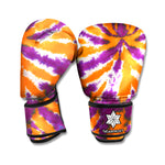 Purple And Orange Spider Tie Dye Print Boxing Gloves