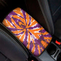 Purple And Orange Spider Tie Dye Print Car Center Console Cover