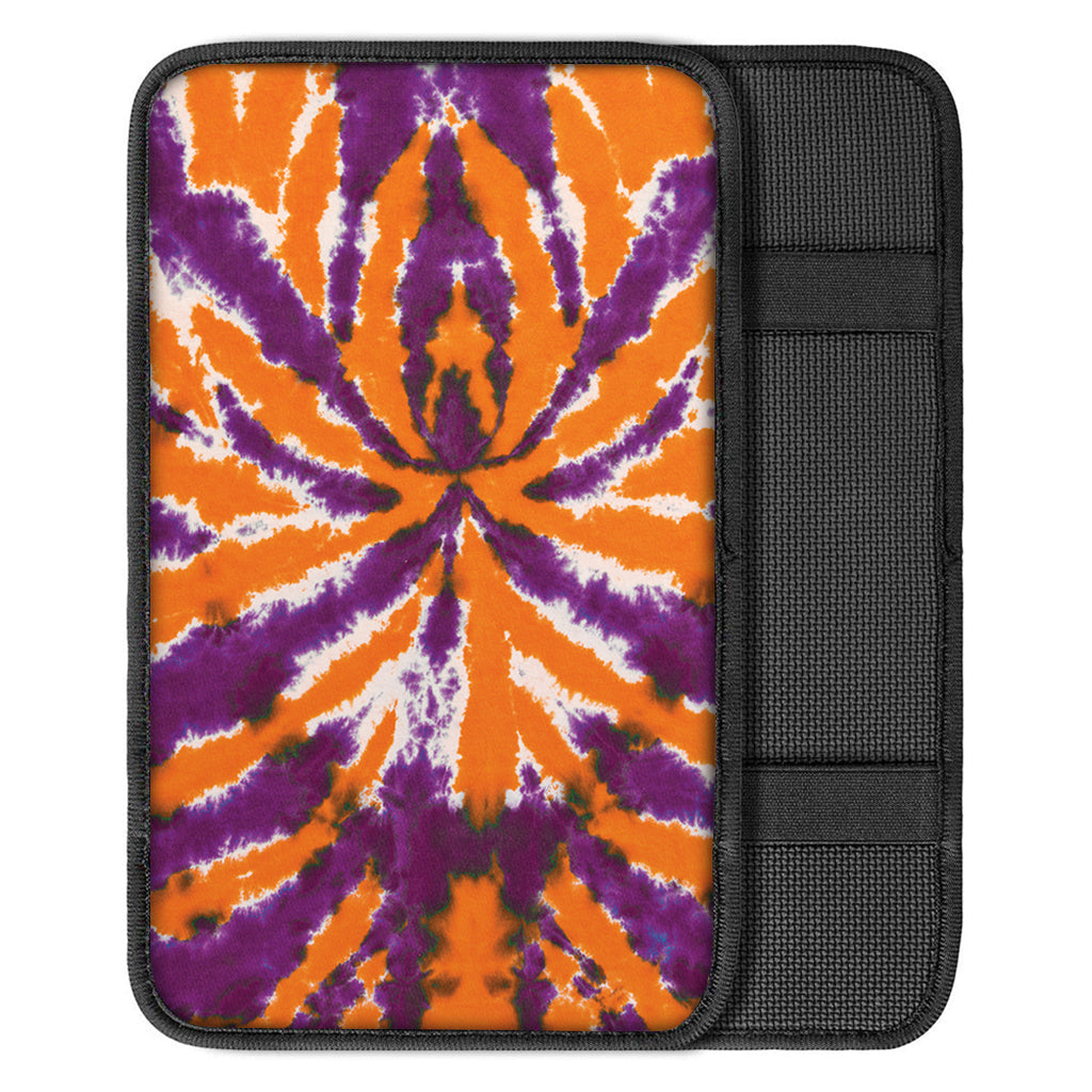 Purple And Orange Spider Tie Dye Print Car Center Console Cover
