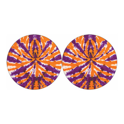 Purple And Orange Spider Tie Dye Print Car Coasters