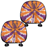 Purple And Orange Spider Tie Dye Print Car Headrest Covers