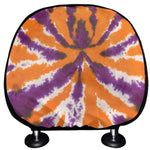 Purple And Orange Spider Tie Dye Print Car Headrest Covers