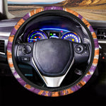 Purple And Orange Spider Tie Dye Print Car Steering Wheel Cover