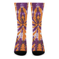 Purple And Orange Spider Tie Dye Print Crew Socks