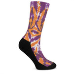 Purple And Orange Spider Tie Dye Print Crew Socks
