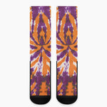 Purple And Orange Spider Tie Dye Print Crew Socks