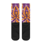 Purple And Orange Spider Tie Dye Print Crew Socks