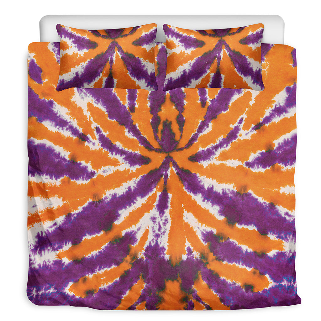 Purple And Orange Spider Tie Dye Print Duvet Cover Bedding Set