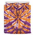 Purple And Orange Spider Tie Dye Print Duvet Cover Bedding Set
