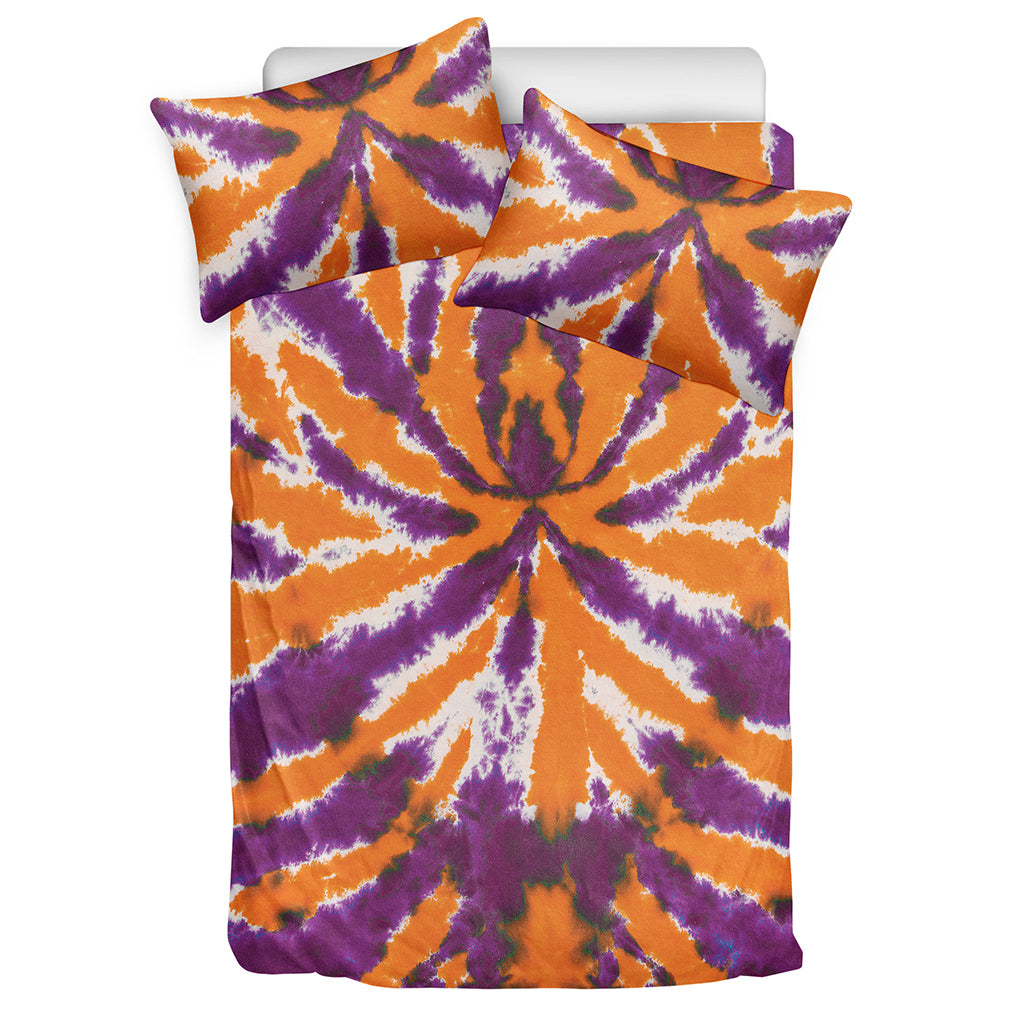 Purple And Orange Spider Tie Dye Print Duvet Cover Bedding Set