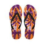 Purple And Orange Spider Tie Dye Print Flip Flops