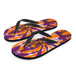 Purple And Orange Spider Tie Dye Print Flip Flops